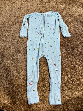 Brave Little Ones Gone Fishing Ribbed Pajama Footie